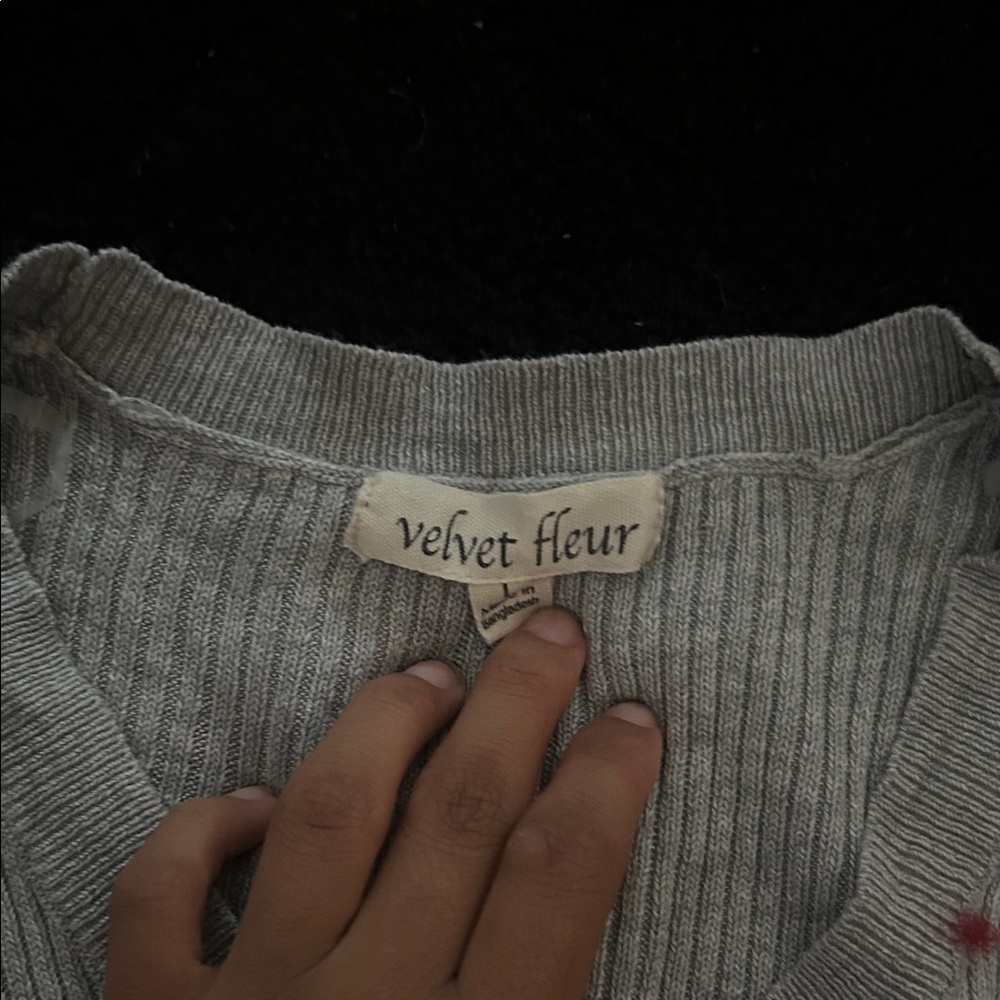 Velvet Heart Light Gray Ribbed Button Top - Picture 4 of 4